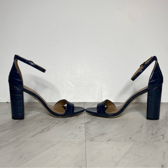 Sam Edelman Yaro Blue Crocodile Block Heel Sandal 9 1/2 M - Picture 5 of 14